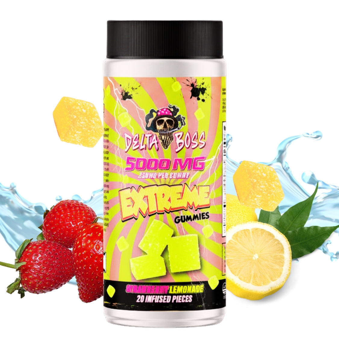 Extreme Fruity Infused Gummies |  5000mg Strawberry Lemonade 20pcs